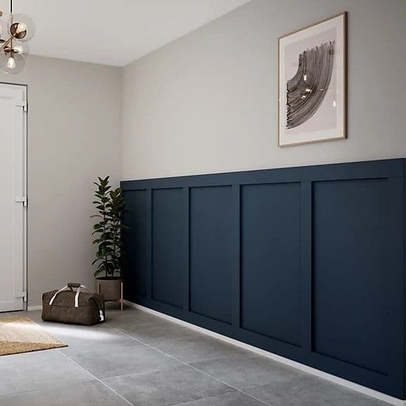 Wainscot panel wall, navy finish