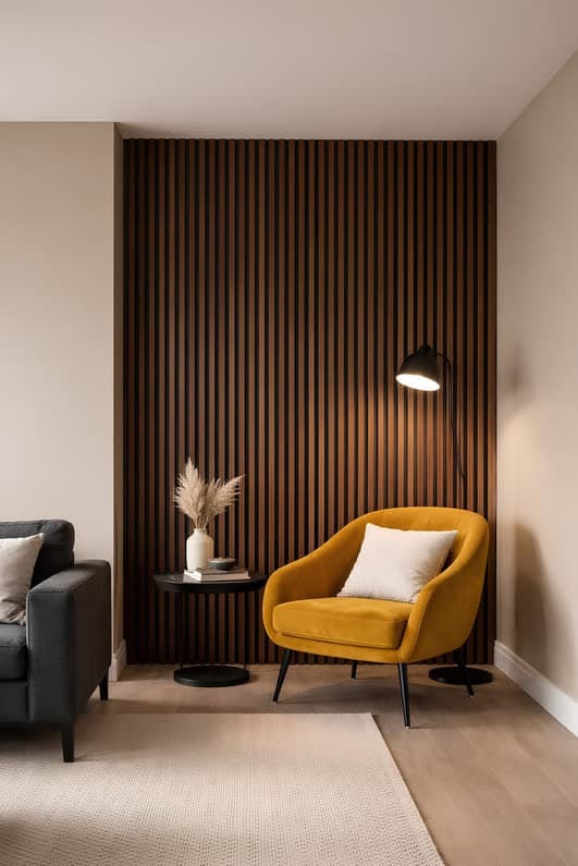 Fluted panel, side-table vignette
