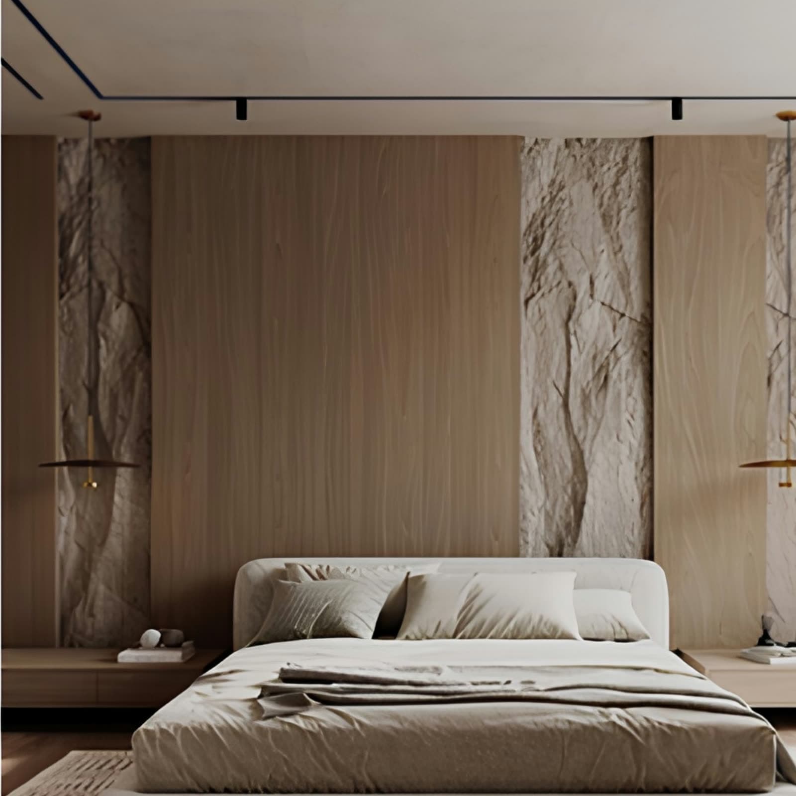 PU stone accent strip, bedroom