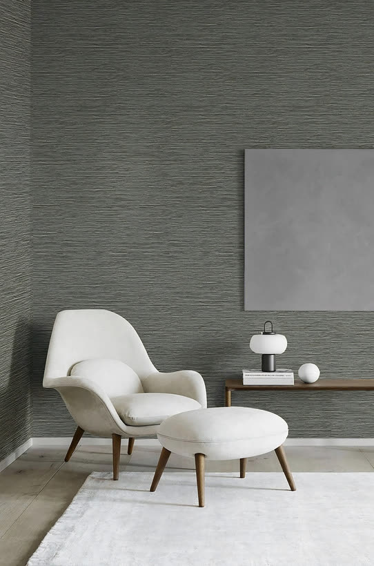 Woven-texture wallpaper, charcoal